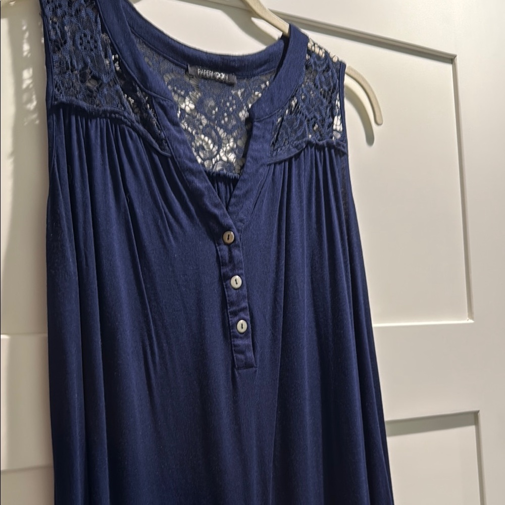 Papermoon Midnight Blue Lace Accent Blouse